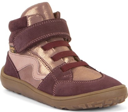 Halbhohe Barfußschuhe, Leder +TEX Mem. +Textil Inlay *Bordeaux Glitzer* FRODDO G3110265