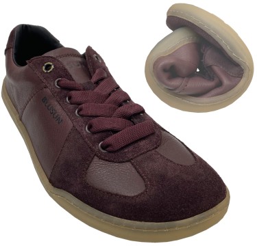 Lässiger Sneaker / Barfußschuhe in Bordeaux / Berry von BLUSUN aus Leder BLSN-200M