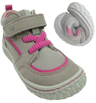 Vegane Halbschuhe / Barfußschuhe * PATSY * in Hellgrau / Fuchsia von PEPINO by Ricosta