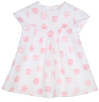 Wunderschönes Blusenkleid, Kurzarm in Weiß mit Pastell Rosa Punkten von GYMP 2389-10