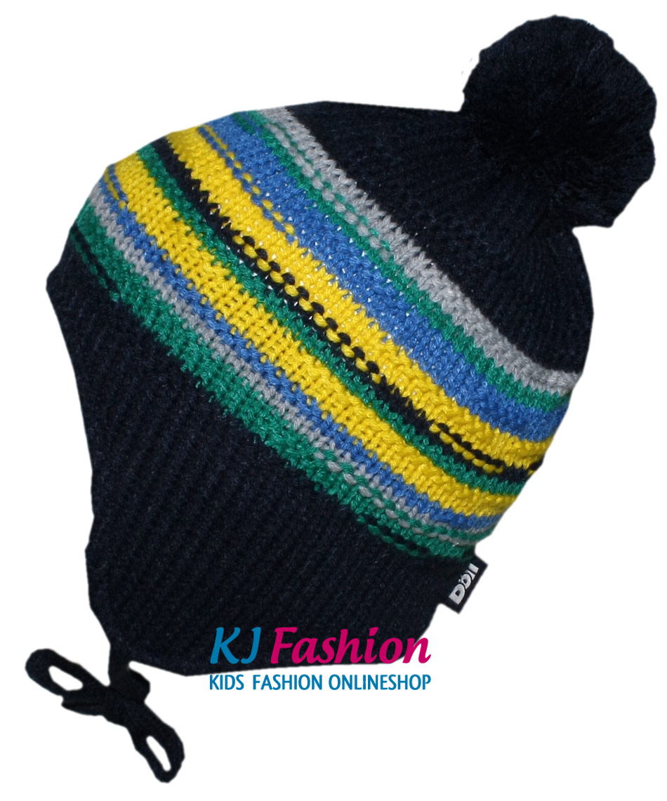 Strickmütze zum binden mit Bommel /& BW Futter edler Strukturstrick Skyblau DÖLL