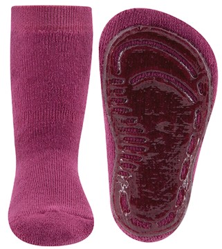 Stoppersocken aus BW Vollfrottee Softstep Sohle v. EWERS in UNI Marone / Dunkel Pink 241000-0720