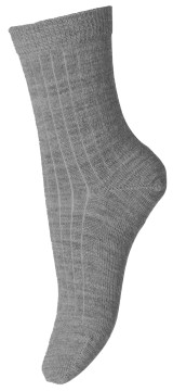 Dünne Wollsocke ~mittlere Höhe~ aus Superwasch Soft Merino Wolle Artikel 718 in 491 Grey Melange