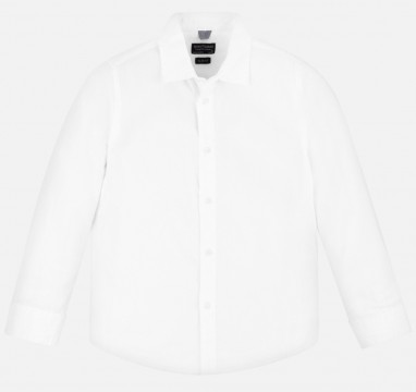 Schick schlichtes Basic Hemd Langarm in Weiß aus BW,feine Struktur für Jungen MAYORAL/Teens 874