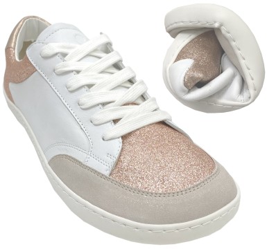 Schicker Sneaker mit Minimalsohle / Barfußschuhe in Weiß / Rose Gold von SHAPEN * Charm *