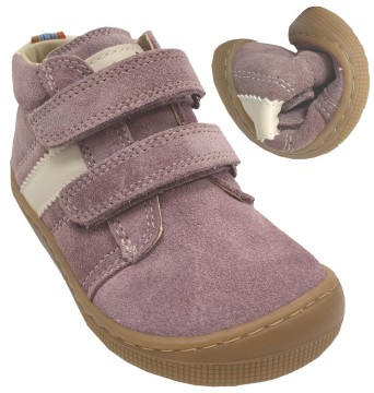 Halbhoher Leder Barfußschuh Doppelklett Lederfutter v. KOEL * David 3.0 * Old Pink 07M070.301