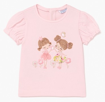 Niedliches T-Shirt in Rosa, süße Girlie Applikation, für kleine Mädchen von MAYORAL 1078