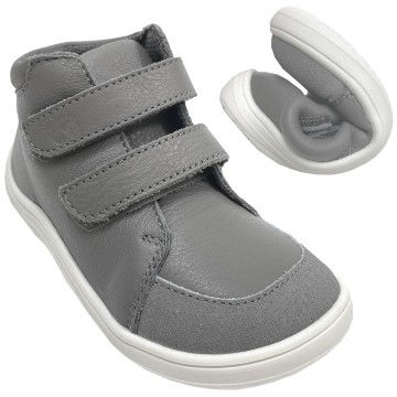 Leder Schuhe + TEX Membran / Barfußschuhe Mid Top Höhe v. BABY BARE Febo Fall Grau