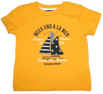Sonnengelbes T-Shirt aus reiner BW Maritime Applikation von WEEK END A LA MER B122.05