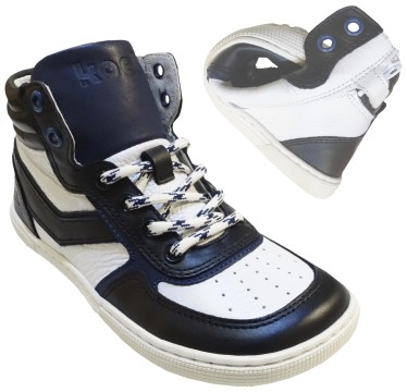 High Top Sneaker, Nappaleder in Blau / Weiß mit Zipper &amp; Schnürung von KOEL DANISH 08M028.121