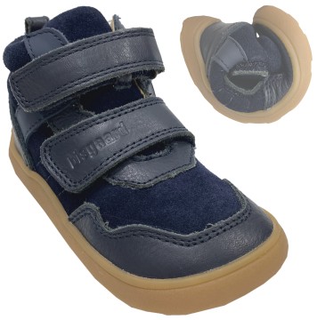 Halbhoher Barfußschuh aus weichem Leder von BISGAARD Barefoot * BECKY * in Navy Blau