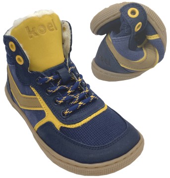 Leder Sneaker in Blau / Gelb Warmfutter, Zipper &amp; Schnürung KOEL DANISH Nappa 08M028.302