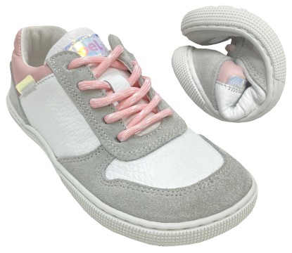 Low Top Leder Sneaker in Weiß / Rosa mit Zipper &amp; Schnürung von KOEL *DATE Suede * 08M020.301-610