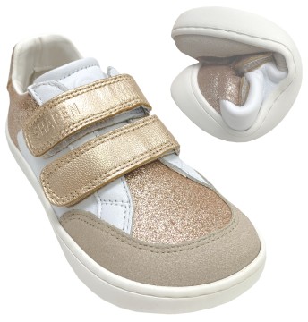 Glitzer Sneaker mit Minimalsohle / Barfußschuhe Modell Mini Charm in Rose Gold von SHAPEN Kids