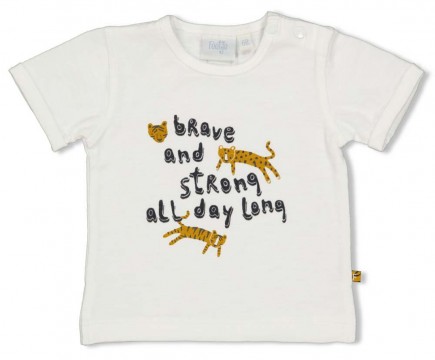 T-Shirt Kurzarm aus BIo BW Jersey Slub Garn in Weiß mit Tiger Print von FEETJE &quot; Go Wild &quot; 0652