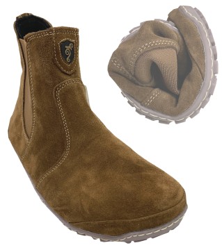 Flexible Barfußschuhe/ Chelsea Boots, Leder mit Filzfutter in COGNAC MAGICAL Shoes LUPINO