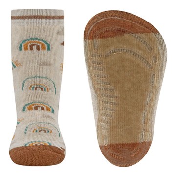 Stoppersocken aus BW Vollfrottee Softstep Sohle v. EWERS Braun / Beige Regenbogen Natur 221340