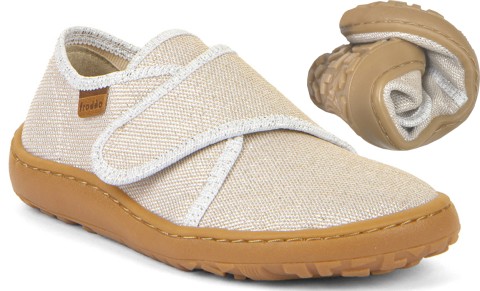Canvas Barfußschuhe /Hausschuhe, softe, flexible Minimalsohle v. FRODDO Gold Glitzer G1700421