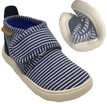 Knautschige Hausschuhe *Navy Stripe* mit Klett, quer & längs flexible Miinimalsohle BISGAARD Basic