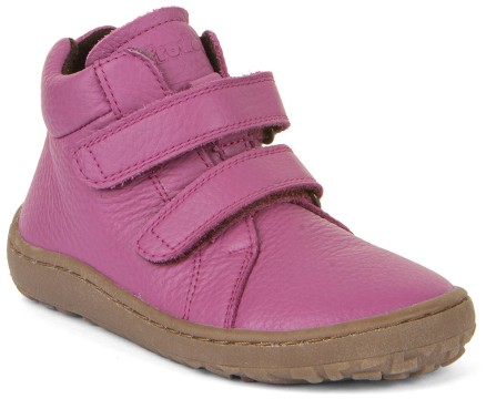 Barfußschuhe aus Leder + dünnes Fleece Futter Doppelklett in Fuxia v. FRODDO G3110227