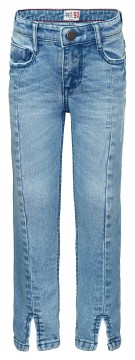 Coole Skinny Fit Jeans in Bleached Blue Destroyed mmit geschlitztem Bein von NOPPIES 2511014