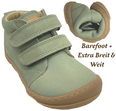 Mid Top Barfußschuhe *KARI Extra Wide* von KOEL mit Klett aus Hydro Leder in Olive 15W002.121
