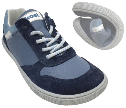 Low Top Leder Sneaker in Blau / Jeans mit Zipper &amp; Schnürung von KOEL *DATE Nappa* 08M020.121
