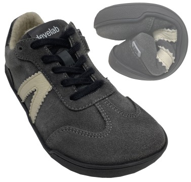 Sneaker mit Wollfilz Futter + TEX Membran, aus Nubuk Leder in Dark GREY von DEVELAB 43045