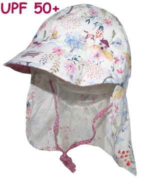 Sommermütze mit Schirm &amp; Nackenschutz z.binden Aquarell auf Weiß von MAXIMO 057300