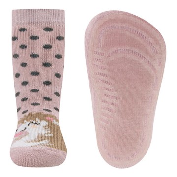 Stoppersocken aus BW Vollfrottee Softstep Sohle v. EWERS in Matt Rose Motiv Igeldame 221330