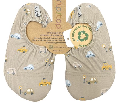 Slip Stop Badeschuhe /Barfußschuhe /Allroundschuhe für Kids * Cars Naturel * auf Beige