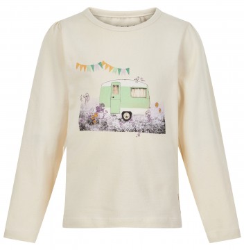 Schickes LA Shirt in Cremé mit süßem Print in matten Farben auf der Front von MINYMO 121713