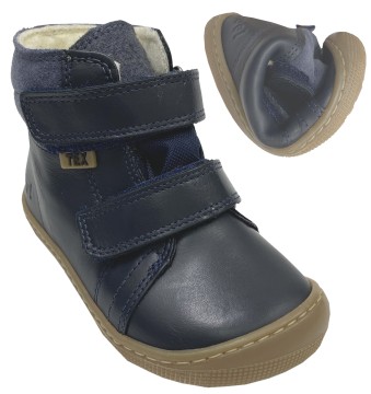 Winterstiefel Nappa Leder / Barfußschuhe in Dkl Blau Wollfutter+ TEX Membran DEMIL von KOEL Barefoot