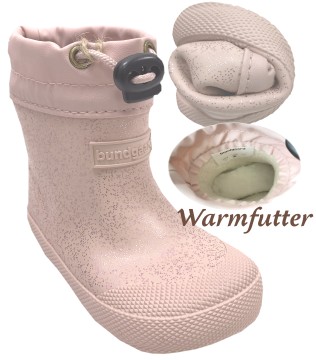 Flexible, leichte Barfuß- Gummistiefel Kurzschaft + Winterfutter *BUNDGAARD* MALIK in Old Rose Spark
