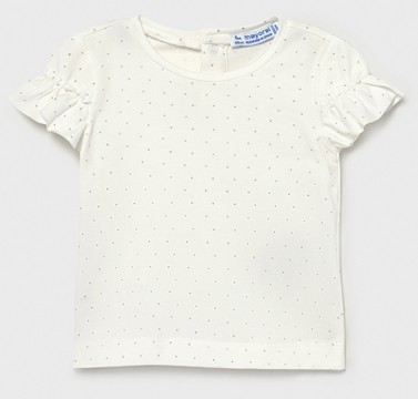 Schlicht schickes T-Shirt mit Volantärmel Cremé Gold gepunktet für Girls von MAYORAL Baby 1082
