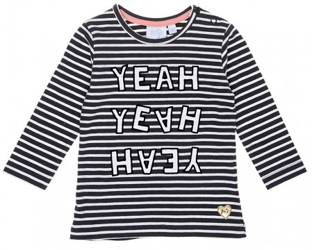 Cooles LA Shirt in Schwarz / Weiß geringelt mit frechem Spruch von FEETJE für Girls 1133