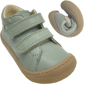 Halbschuhe / Barfußschuhe aus Nappaleder mit Doppelklett * AMUR * in Sage von NATURINO