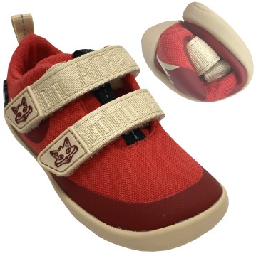 Leichte &amp; flexible BW Sneaker, Barfußschuhe von AFFENZAHN Lucky Cotton FUCHS in rot