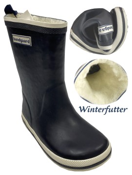 Barfuß Gummistiefel Charly High Warm, Naturgummi +Winterfutter Classic Navy von BUNDGAARD