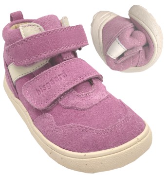 Halbhoher Barfußschuh aus weichem Nubukleder von BISGAARD Barefoot * BECKY * in Berry /Pink