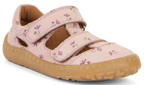 Halbsandale / Barfußschuhe mit Doppelklett in Hellrosa Flower aus Leder von FRODDO G3150266