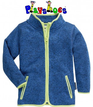 Trendstarke Strick- Fleece Jacke in Kobalt/ Schwarz Melange von PLAYSHOES 420101