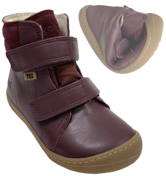 Winterstiefel Nappa Leder / Barfußschuhe in Bordeaux Wollfutter+ TEX Membran DEMIL von KOEL