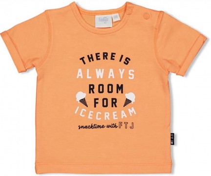 T-Shirt BW Jersey in Neon Orange, frecher Spruch Print von FEETJE &quot; Team Icecream&quot; 0600