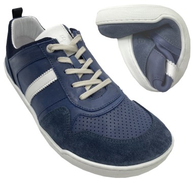 Derbe Leder Sneaker in Dunkelblau / Navy, Barfußschuhe für kräftige Füße von DEVELAB 43053