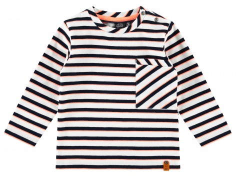 LA Shirt in Weiß mit Schwarzen &amp; Neon Orangenen Streifen aus BW Jersey von BABYFACE 21107627