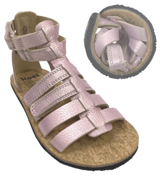 Riemchen Sandalen /Barfußschuhe *AURA Met* aus Leder in Pink/Rosa Glitzer von KOEL 24M010.151
