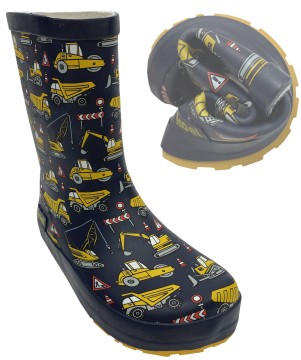 Barfuß Gummistiefel / Wellie, super flexibel, anatomische Zehenbox von KOEL Motiv Tractor Blue