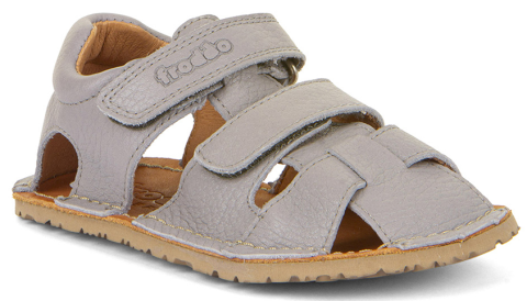 Flexible Barfußschuhe/ Sandalen aus Leder, Doppelklett, FLEXY AVI in Grau FRODDO G3150263