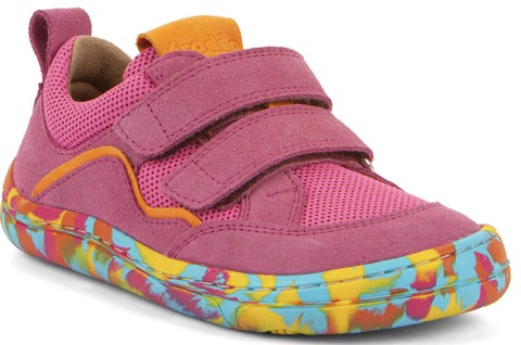 Barfußsneaker Leder + Meshbesatz PINK bunte Camouflage Sohle von * Froddo Barefoot * G3130261